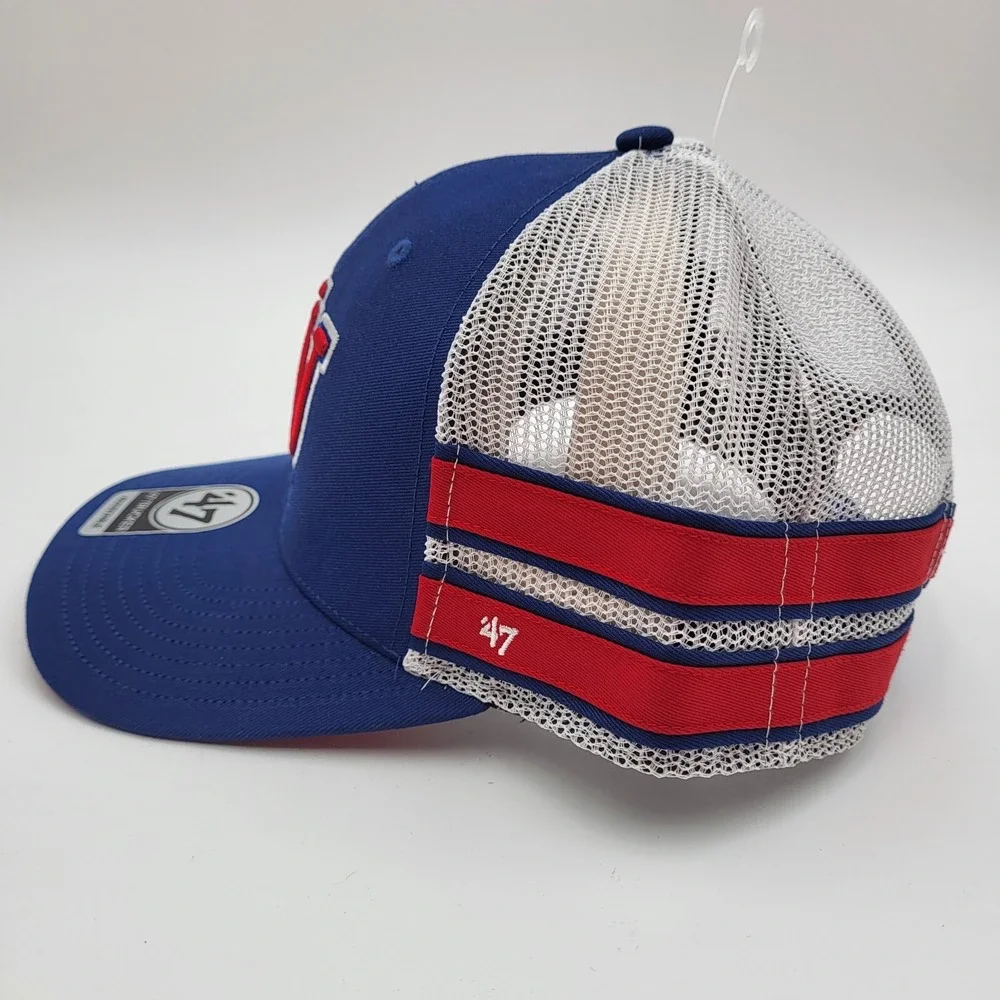 Kansas Jayhawks '47 Adjustable Straight Eight Blue Snapback Trucker Hat‎